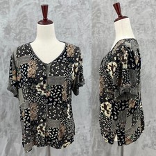 Top boho de manga corta vintage años 90 para mujer M estampado floral con retazos mixtos multimedia segunda mano  Embacar hacia Mexico