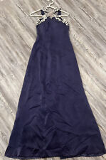 Vestido maxi bordado vintage anos 90 Maggie alta costura azul seda frisado lantejoulas P comprar usado  Enviando para Brazil