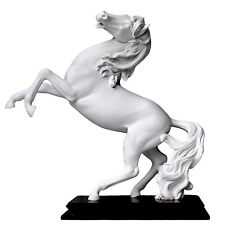 Caballo Rampante Escultura De Mesa En Mármol Con Base en Madera Pulido H 43cm comprar usado  Enviando para Brazil