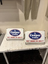 Placa de metal 2V-vintage COOPER TIRES - 2 peças 9 X 15" com suportes - SUPORTE PARA PNEUS comprar usado  Enviando para Brazil