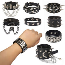 Pulseira de couro gótica rebite punk feminina masculina punho joia presente comprar usado  Enviando para Brazil