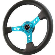 Usado, Volante de corrida de couro alumínio azul NRG 350mm carro esportivo à deriva comprar usado Usado, Volante de corrida de couro alumínio azul NRG 350mm carro esportivo à deriva comprar usado  Enviando para Brazil