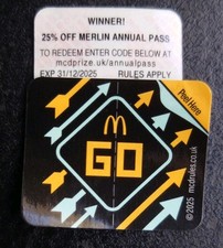 Mcdonalds monopoly ticket for sale  BRIDGNORTH