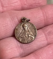 Medalha francesa Sagrado Coração Jesus 2/3” pingente de prata vintage Cristo Nossa Senhora Carmelo comprar usado  Enviando para Brazil