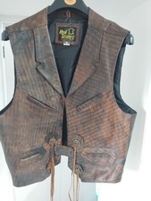 Vintage leather waistcoat for sale  OLDHAM