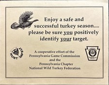 Cartel de seguridad de caza de Turquía de la Comisión de Juegos de Pensilvania 14x11" nuevo con etiquetas segunda mano  Embacar hacia Mexico