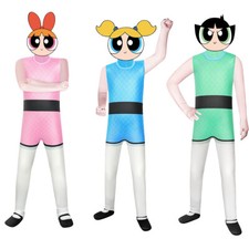 Usado, Macacão Cosplay The Powerpuff Girls Bubbles Blossom Buttercup Máscara Infantil Meninas comprar usado  Enviando para Brazil