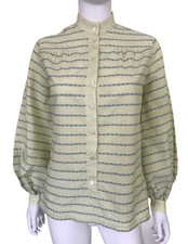 Blusa de algodão vintage Jaeger listrada bordada verde amarela | P comprar usado  Enviando para Brazil