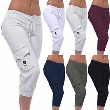 Calça de moletom feminina cropped cordão carga joggers capri calça esportiva↷, usado comprar usado  Enviando para Brazil