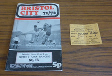 PROGRAMME & TICKET - Bristol  City v QPR - League Football Match 4th March 1972 for sale  SOUTH PETHERTON