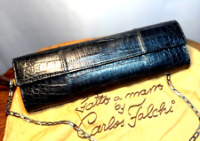 Blackalligator leather handbag for sale  LONDON