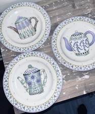 Sakura Tea Pots por Debbie Mumm, 8,25" pratos de salada ou lanche, conjunto com 3 comprar usado  Enviando para Brazil