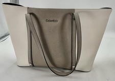 Bolsa tote/bolsa Calvin Klein Signature dois tons bege grande comprar usado  Enviando para Brazil