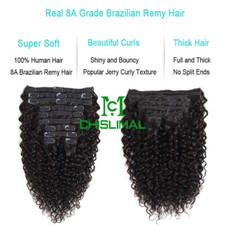 Clipe longo Jerry encaracolado em extensões de cabelo humano afro para mulheres 8A cabelo remy grosso comprar usado  Enviando para Brazil