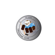🇨🇦 Mascote Olímpico do Canadá moeda colorida de 50 centavos, hóquei no gelo, Quatchi, 2010 comprar usado  Enviando para Brazil
