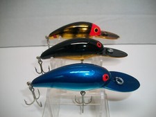 Lote de 3 - Isca artificial modelo bombardeiro vintage 7A azul cromado/dourado 2 5/8" - lote #62 comprar usado  Enviando para Brazil