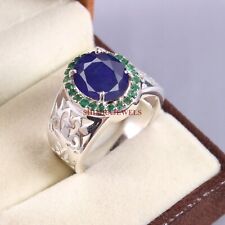 Caliente Zafiro Azul Y Verde Onix 18K Oro Blanco Chapado Plata Hombres Ring #292 comprar usado  Enviando para Brazil