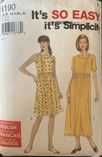 VESTIDO DE MALHA vintage FÁCIL Simplicity 8190 padrão de costura XS S M L XL 6-24 completo comprar usado  Enviando para Brazil