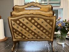 Porta-revistas florentinas vintage dourado ferramenta madeira turquesa, usado comprar usado  Enviando para Brazil