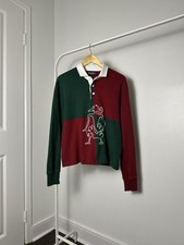 Camisa polo masculina de rugby média listrada verde e vermelha borgonha ROWING BLAZERS comprar usado  Enviando para Brazil