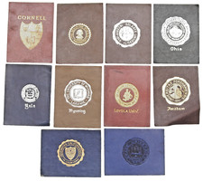 LOTE de 10 sellos universitarios de cuero de tabaco pancartas banderas banderines de 1910 segunda mano  Embacar hacia Mexico