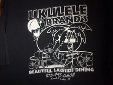 Camiseta Land O Lakes Lakes Dining Ukulele Brands preta GG desgastada comprar usado  Enviando para Brazil