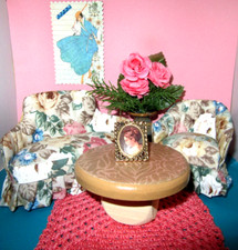 Móveis em miniatura para casa de bonecas escala 1:12 sala de estar poltrona mesa flores comprar usado  Enviando para Brazil