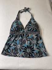 Tankini Pure Paradise. Padrão de flores preto, turquesa e branco.  Tamanho 38DD, usado comprar usado  Enviando para Brazil
