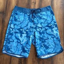 Bermuda de pesca masculina Huk 32 azul desempenho bolsos elásticos, usado comprar usado  Enviando para Brazil