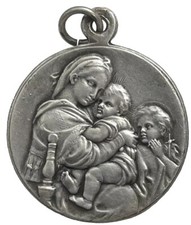 Medalha antiga em tom de prata 1922 Papa Benedictus XV, Maria na cadeira de Rafael comprar usado  Enviando para Brazil