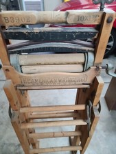 Banco dobrável antigo Wringer 1890s madeira ferradura marca Brighton B390E, usado comprar usado  Enviando para Brazil
