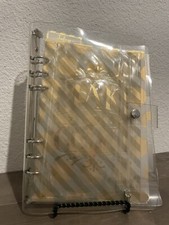 Caderno diário transparente de 3 anéis com páginas/guias douradas para personalizar + estojo para lápis comprar usado  Enviando para Brazil