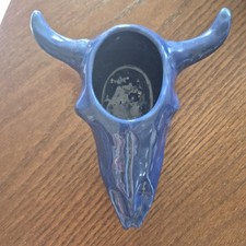Cerâmica mexicana possivelmente Talavera crânio de vaca azul falhas vintage como na foto comprar usado  Enviando para Brazil