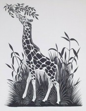 Obra de arte em xilogravura em xilogravura vintage década de 1920 com estampa de girafa inglesa comprar usado  Enviando para Brazil