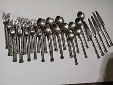 Lote de 27 peças, configurações gourmet 18/10 aço inoxidável PRATA extremidade de bola martelada comprar usado  Enviando para Brazil