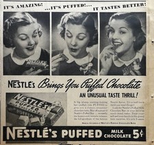 Grande anúncio de jornal de 1938 para chocolate ao leite soprado da Nestlé - emoção de sabor incomum comprar usado  Enviando para Brazil