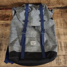 Mochila Herschel Retreat cinza juvenil com detalhes de couro azul tamanho completo.  comprar usado  Enviando para Brazil