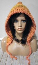 Chapéu com capuz feminino de crochê feito à mão scoodie pôr do sol laranja EUA comprar usado  Enviando para Brazil