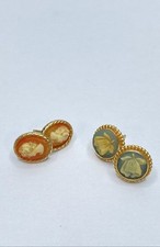 Brincos de ouro amarelo 14k com silhueta camafeu de pedra dura e rosa 2,1 g, usado comprar usado  Enviando para Brazil