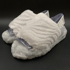 Sandália feminina UGG FLUFF YEAH SLIDE CINZA LÃ ONDULADA SLINGBACK EUA 7 comprar usado  Enviando para Brazil