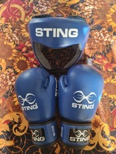 Luvas de boxe Sting IBA licenciadas competição amadora 12 oz/guarda-cabeça tamanho grande, usado comprar usado  Enviando para Brazil