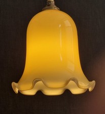 LUMINÁRIA DE TETO VINTAGE ÂMBAR E BRANCA COM CAIXA DE VIDRO FLOR DE TULIPA PINGENTE LÂMPADA DE SALÃO comprar usado  Enviando para Brazil