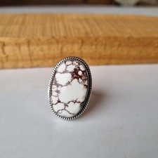 Belo anel de pedra preciosa de magnesita cavalo selvagem prata esterlina 925 presente de dia dos namorados comprar usado  Enviando para Brazil