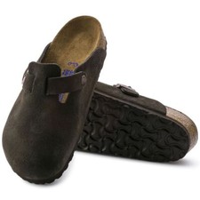 Tamancos de couro Birkenstock Boston Mocha camurça liso macio casual unissex sapatos largos comprar usado  Enviando para Brazil