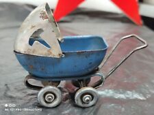 CARRINHO DE BEBÊ VINTAGE BRINQUEDO ESTANHO METAL FEITO NOS EUA 1930 ITEM MINIATURA AZUL INFANTIL comprar usado  Enviando para Brazil