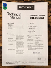 Manual de serviço amplificador Rotel RB-980BX *original* comprar usado  Enviando para Brazil