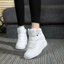 Usado,  Tênis Wedges Branco Plataforma Feminino Couro Preto Tênis de Cano Alto comprar usado  Enviando para Brazil