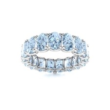 Anel de banda Aquamarine corte brilhante oval 6x4mm eternidade completa folheado a ródio comprar usado  Enviando para Brazil