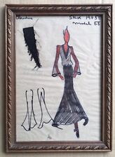Esboço de desenho original feminino moda alta costura tecido amostra 1960-1970 quadro comprar usado  Enviando para Brazil