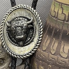 Colar de gravata 3D Concho Buffalo couro marrom bolo oeste sudoeste pai presente comprar usado  Enviando para Brazil